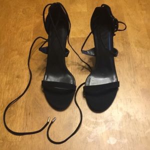 Black tie up strappy heel